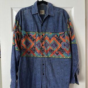 Vintage Western Pattern Button Down Shirt